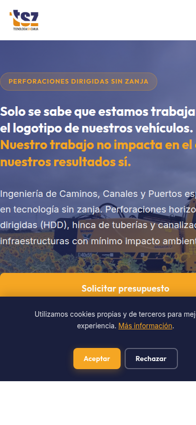 TSZ Internacional — vista móvil